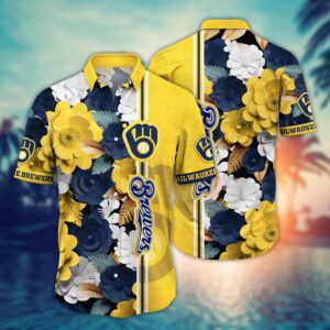 MLB Milwaukee Brewers Hawaiian Shirt: Floral Fashion Frenzy for Sport Fans