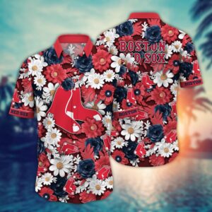 MLB Boston Red Sox Hawaiian Shirt – Floral Fusion Fashion for Fans