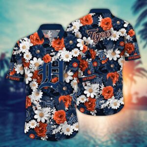 MLB Detroit Tigers Hawaiian Shirt: Floral Fusion Fashion for Fans