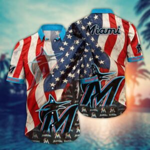 MLB Miami Marlins Hawaiian Shirt – Floral Swing into Hawaiian Chic for Fans