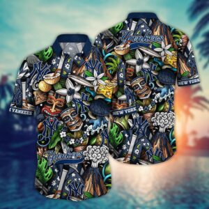 MLB New York Yankees Hawaiian Shirt: Make a Bold Style Statement with Flower Strike Design