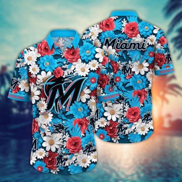 Miami Marlins Hawaiian Shirt: Floral Fusion Fashion for MLB Fans