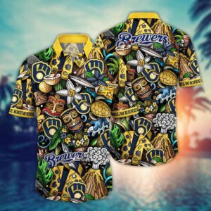 Milwaukee Brewers Hawaiian Shirt: Make a Style Statement with Flower Strike Design