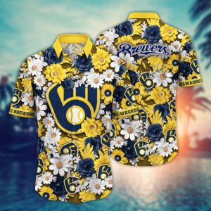 MLB Milwaukee Brewers Hawaiian Shirt - Floral Fusion Fashion For Fans