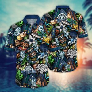 MLB Seattle Mariners Hawaiian Shirt: Make a Style Statement With Flower Strike Design!