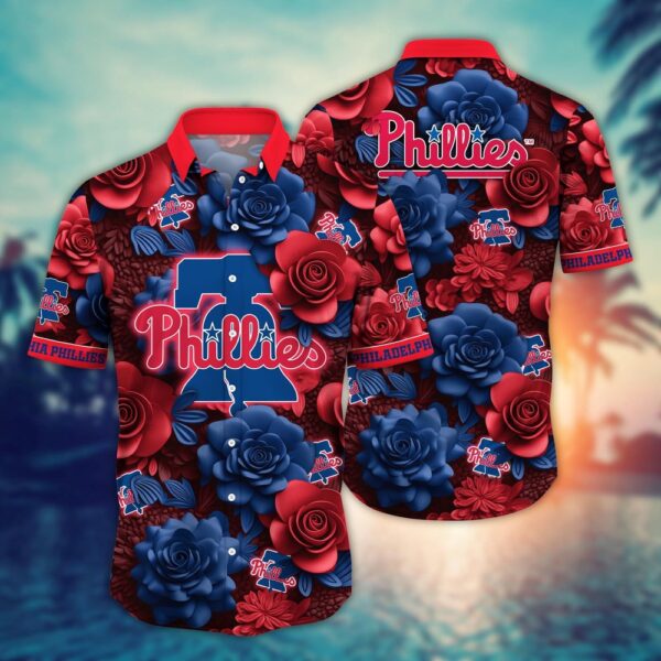 MLB Philadelphia Phillies Hawaiian Shirt: Flower Aloha Style for Fans