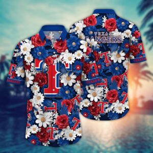 MLB Texas Rangers Hawaiian Shirt: Floral Fusion Fashion For Fans
