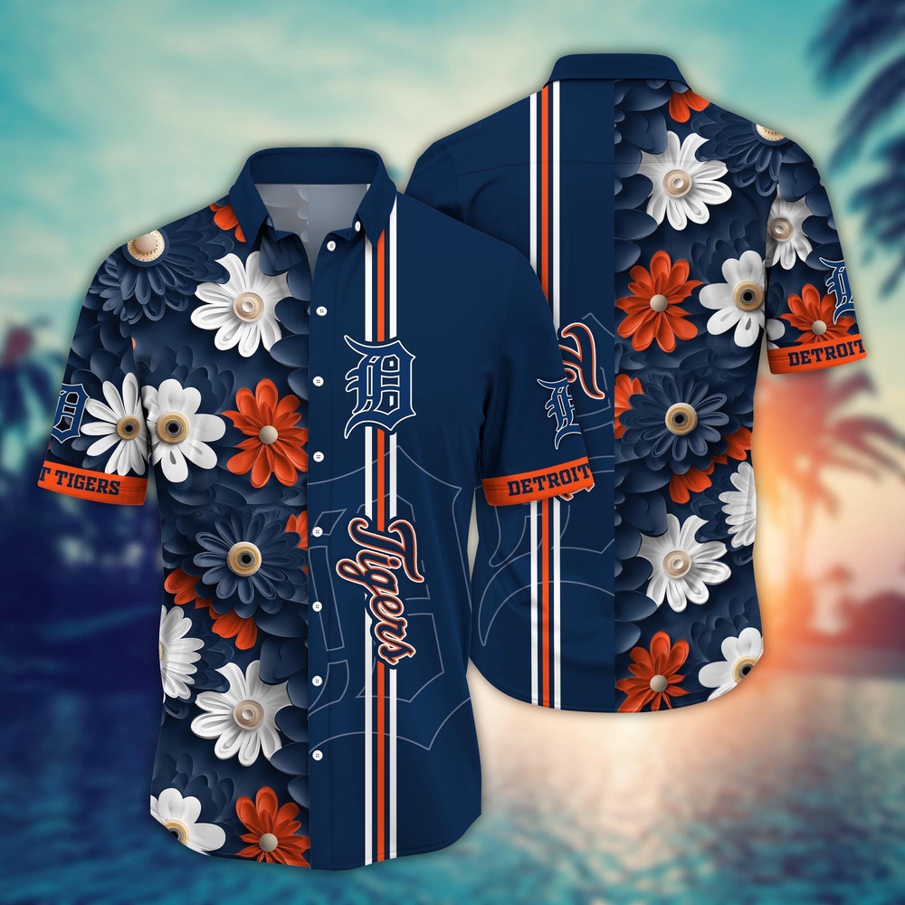 MLB Detroit Tigers Hawaiian Shirt: Floral Finesse for Sports Fans MLB Detroit Tigers Hawaiian Shirt: Floral Finesse for Sports Fans