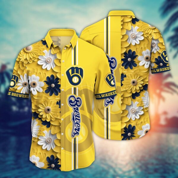 Milwaukee Brewers Hawaiian Shirt – Floral Finesse for Sports Fans