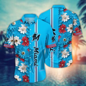 MLB Miami Marlins Hawaiian Shirt: Stylish Floral Finesse for Sports Fans
