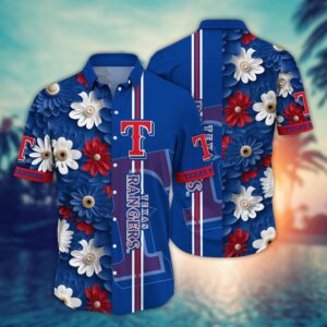 MLB Texas Rangers Hawaiian Shirt: Floral Finesse for Sports Fans
