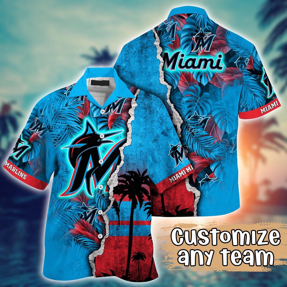 Miami Marlins MLB Custom Hawaiian Shirt: Champion Chic Couture for Fans Miami Marlins MLB Custom Hawaiian Shirt: Champion Chic Couture for Fans