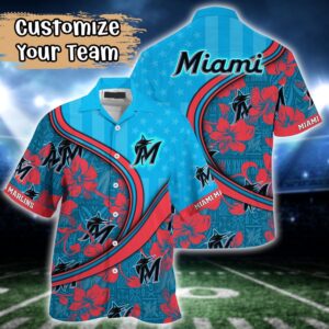 Miami Marlins Hawaiian Shirt: Personalized MLB Fan Apparel in Harmony Hues