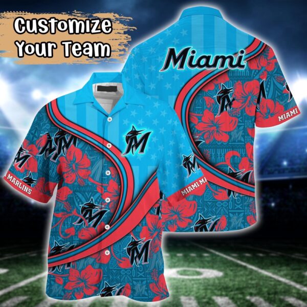 Miami Marlins Hawaiian Shirt: Personalized MLB Fan Apparel in Harmony Hues