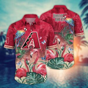 MLB Arizona Diamondbacks Hawaiian Shirt: Pink Crane Pattern for Fans