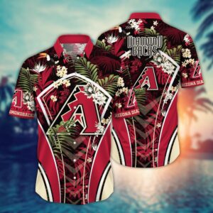 MLB Arizona Diamondbacks Hawaiian Shirt: Flower Strike Fan Style Pose