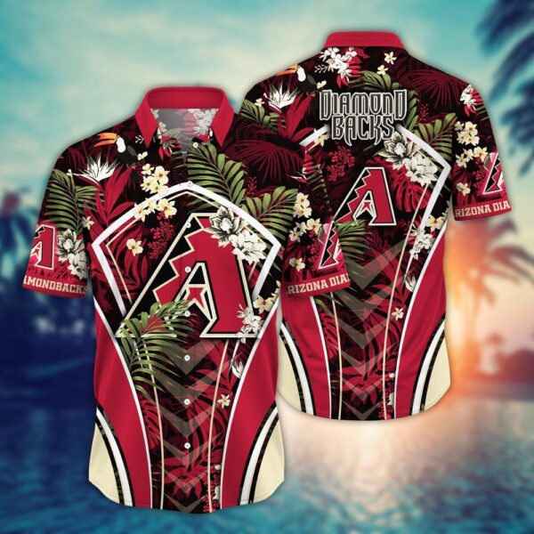 MLB Arizona Diamondbacks Hawaiian Shirt: Flower Strike Fan Style Pose