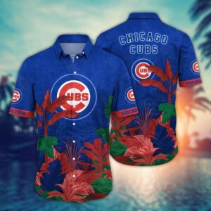 MLB Chicago Cubs Hawaiian Shirt: Tropical Trees Pattern for Fans
