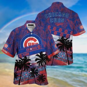 MLB Chicago Cubs Hawaiian Shirt with Palm Tree Pattern - Perfect for Sports Fans
