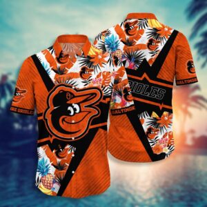 MLB Baltimore Orioles Hawaiian Shirt: Swing Into Sunset with Floral Design