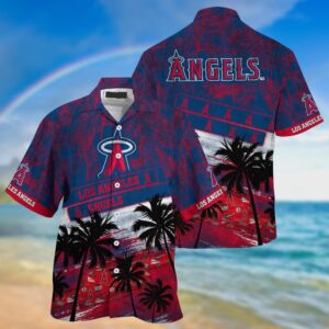 MLB Los Angeles Angels Hawaiian Shirt: Palm Tree Pattern for Sports Fans