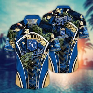 MLB Kansas City Royals Hawaiian Shirt: Flower Strike Pose for Fans