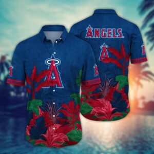 Los Angeles Angels Hawaiian Shirt: Tropical Trees & Flower Pattern for Fans