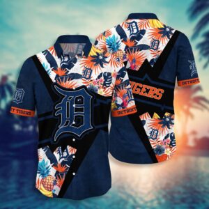 MLB Detroit Tigers Hawaiian Shirt: Swing Into Sunset with Flower Design