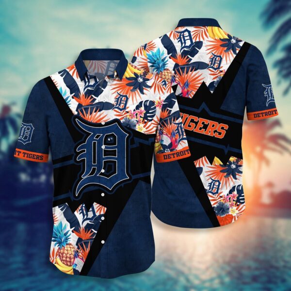 MLB Detroit Tigers Hawaiian Shirt: Swing Into Sunset with Flower Design