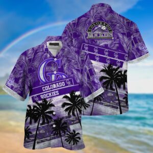 MLB Colorado Rockies Hawaiian Shirt with Palm Tree Pattern – Perfect for Sports Fans