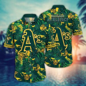 Oakland Athletics MLB Hawaiian Shirt: Fan Paradise with Flower & Palm Tree Design
