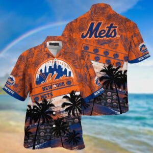MLB New York Mets Hawaiian Shirt with Palm Tree Pattern – Perfect for Sports Fans!