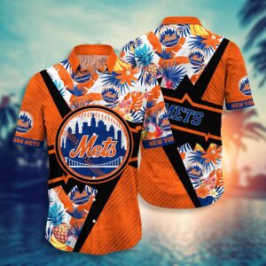 MLB New York Mets Hawaiian Shirt: Swing Into Sunset with Fan-Favorite Floral Design