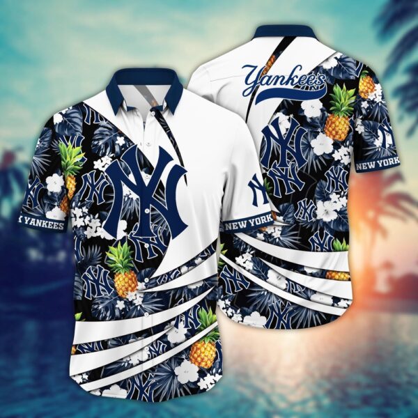 MLB New York Yankees Hawaiian Shirt: Flower Bloom Glory for Fans