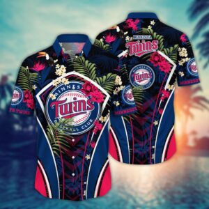 MLB Minnesota Twins Hawaiian Shirt: Flower Strike Fan Style Pose