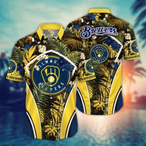 MLB Milwaukee Brewers Hawaiian Shirt: Flower Strike Pose Fan Favorite