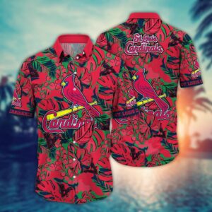 MLB St Louis Cardinals Hawaiian Shirt: Fan Paradise with Flower and Palm Tree Design