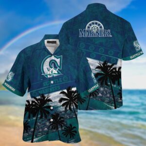 MLB Seattle Mariners Hawaiian Shirt with Palm Tree Pattern - Perfect for Fans!