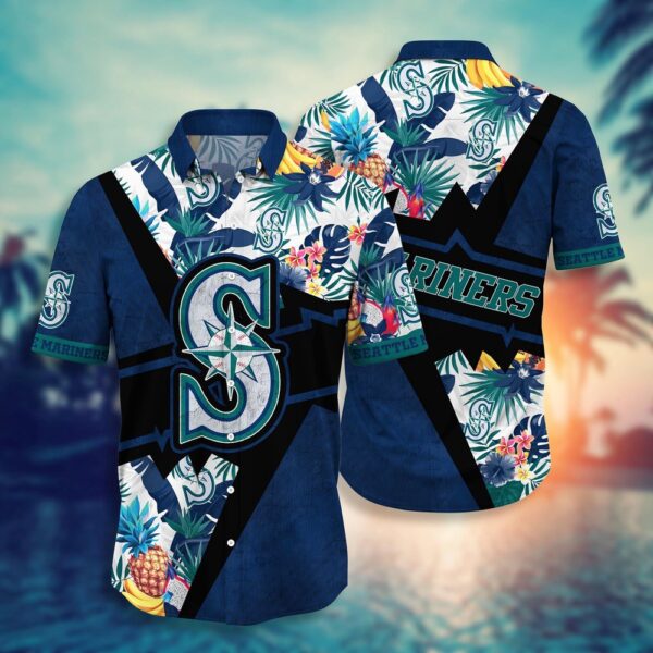 MLB Seattle Mariners Hawaiian Shirt: Sunset Flower Swing for Fans