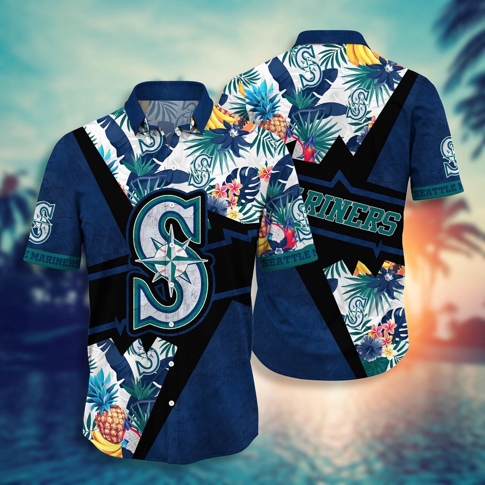 MLB Seattle Mariners Hawaiian Shirt: Sunset Flower Swing for Fans MLB Seattle Mariners Hawaiian Shirt: Sunset Flower Swing for Fans