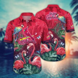 St Louis Cardinals Hawaiian Shirt: Pink Crane Pattern for MLB Fans