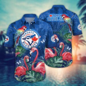 Toronto Blue Jays Hawaiian Shirt: Pink Crane Pattern for Fans