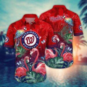 MLB Washington Nationals Pink Crane Hawaiian Shirt – Perfect for Fans!