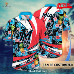Custom Miami Marlins MLB Flower Pineapple Hawaiian Shirt - Perfect Baseball Gift for Sports Fans