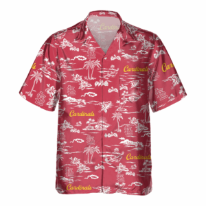 St Louis Cardinals Tropical AOP Pocket Hawaiian Shirt - Official MLB Merchandise