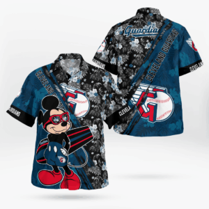 Cleveland Guardians Mickey Mouse Floral Hawaiian Shirt - Short Sleeve