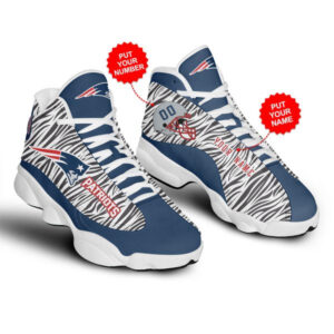 Custom NFL New England Patriots Air Jordan 13 V2 Shoes with Name & Number