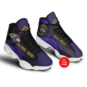 Custom NFL Baltimore Ravens Air Jordan 13 Shoes – Personalized Name V1