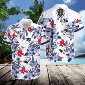 New England Patriots and Boston Red Sox Hawaiian Shirt Gift – Official NFL and MLB Merchandise