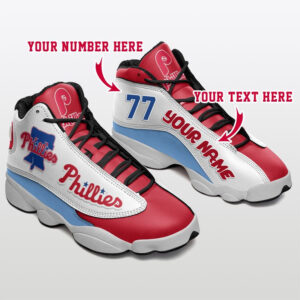 Personalized MLB Philadelphia Phillies Air Jordan 13 Shoes - Custom Name & Number - Unisex Gift